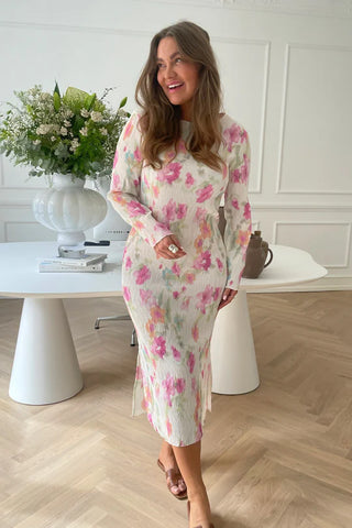 ODA DRESS -PINK FLOWER BLUSH