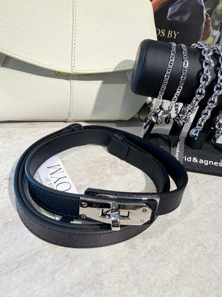 Sofia Slim Belt- Noir chic, Silver