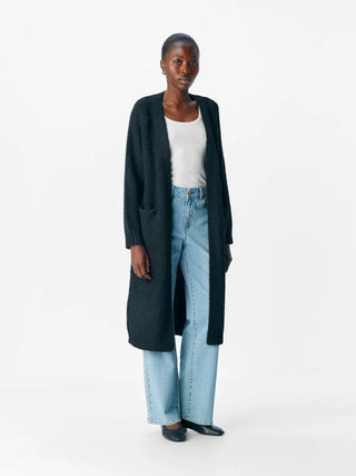 Milu Ls Lo Long Knit Cardigan - Black