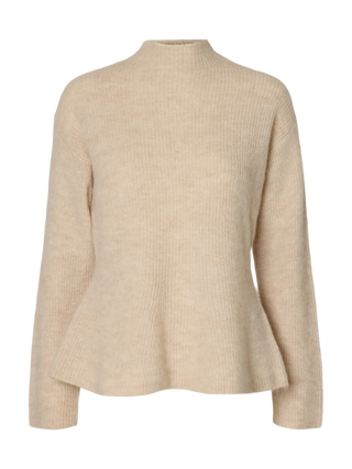 LULU LS KNIT PEPLUM HIGH NECK