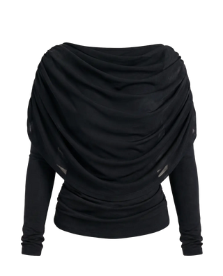 DINA L/S BOATNECK CAPE TOP