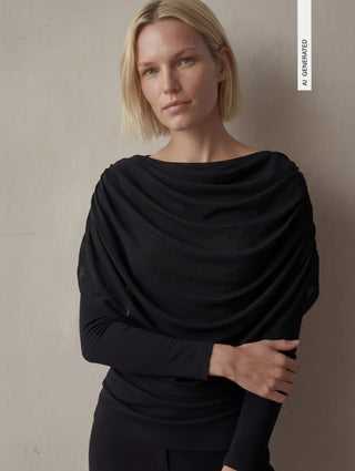 DINA L/S BOATNECK CAPE TOP