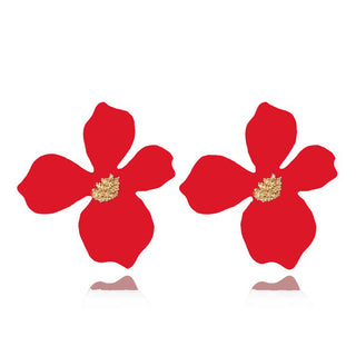 Lilly flower earring, red