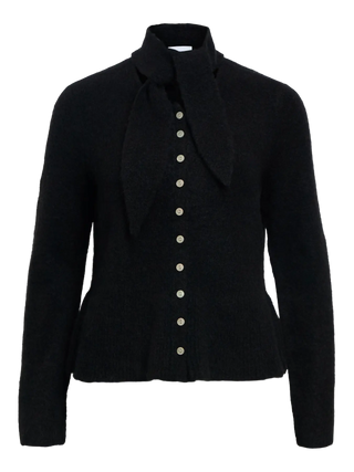 Nivin L/S Scarf Knit Cardigan Svart