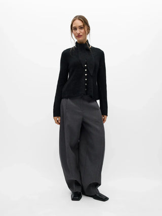 Nivin L/S Scarf Knit Cardigan Svart