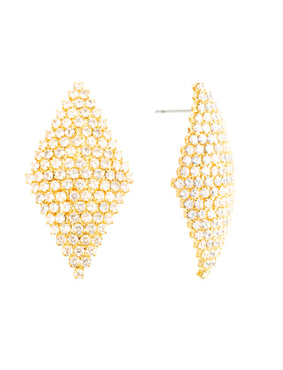 Pointy large crystal earring gold