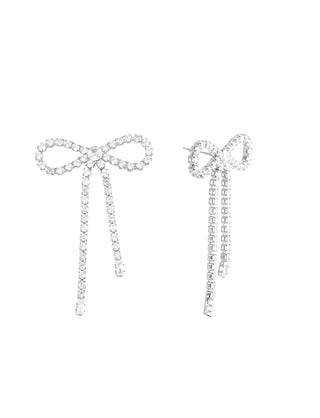 Bow crystal large earring steel