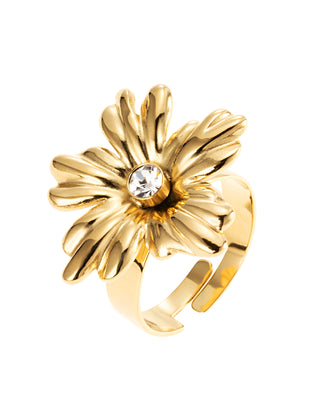 Lilly crystal ring gold