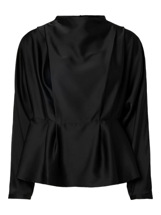 PELLA LS FUNNEL NECK TOP - Svart