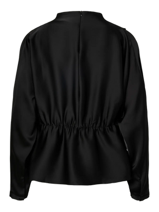 PELLA LS FUNNEL NECK TOP - Svart
