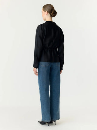 PELLA LS FUNNEL NECK TOP - Svart