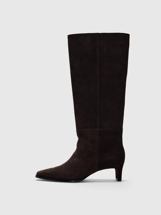 Olivia Suede High Shafted Boot Mörkbruna