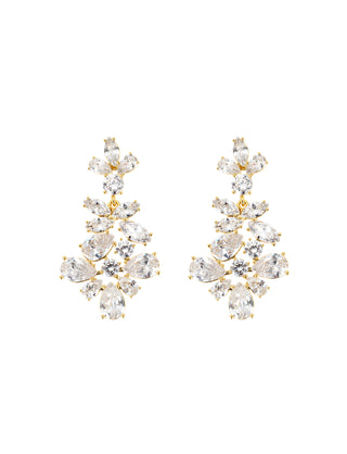 Crown Crystal Earring, Gold