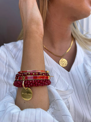 Palermo enamel bangle,red  gold