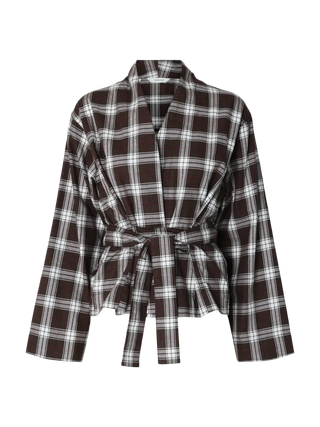 JAYLEN MEL LS CHECK KIMONO TOP