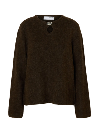 LULU BRUSHED LS KNIT KEYHOLE O-NECK