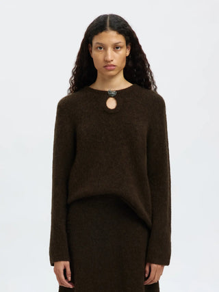 LULU BRUSHED LS KNIT KEYHOLE O-NECK