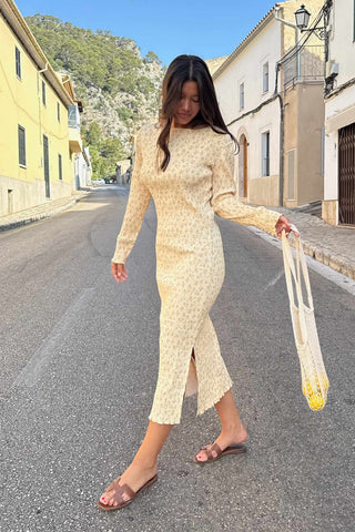 Oda Dress-Yellow flower print
