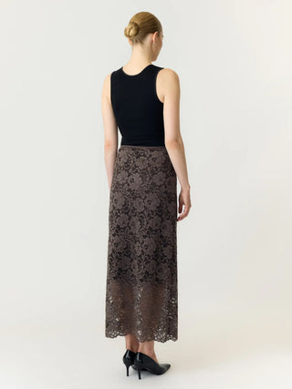 LACEY LONG LACE SKIRT BRUN