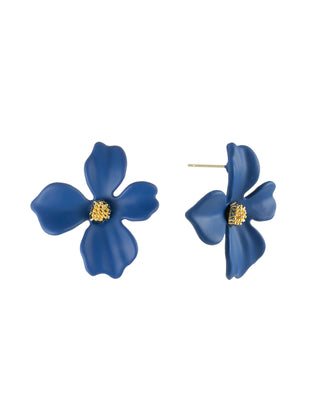 Lilly flower earring, dark blue
