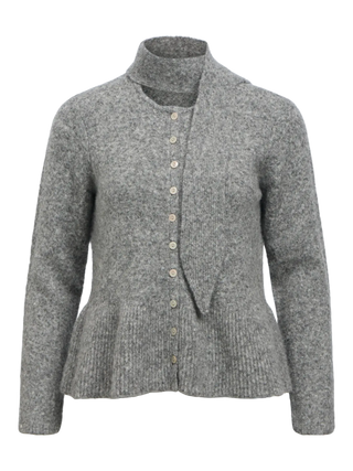 Nivin L/S Scarf Knit Cardigan Grå