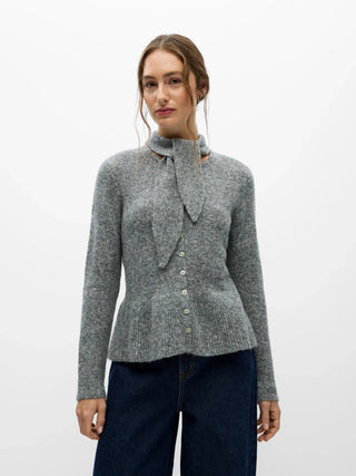 Nivin L/S Scarf Knit Cardigan Grå
