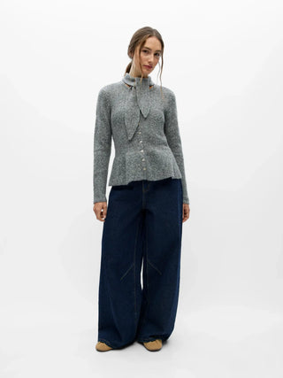 Nivin L/S Scarf Knit Cardigan Grå
