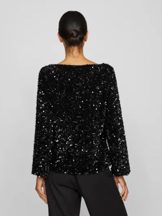 FAITH BOAT NECK L/S SEQUIN TOP