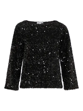 FAITH BOAT NECK L/S SEQUIN TOP